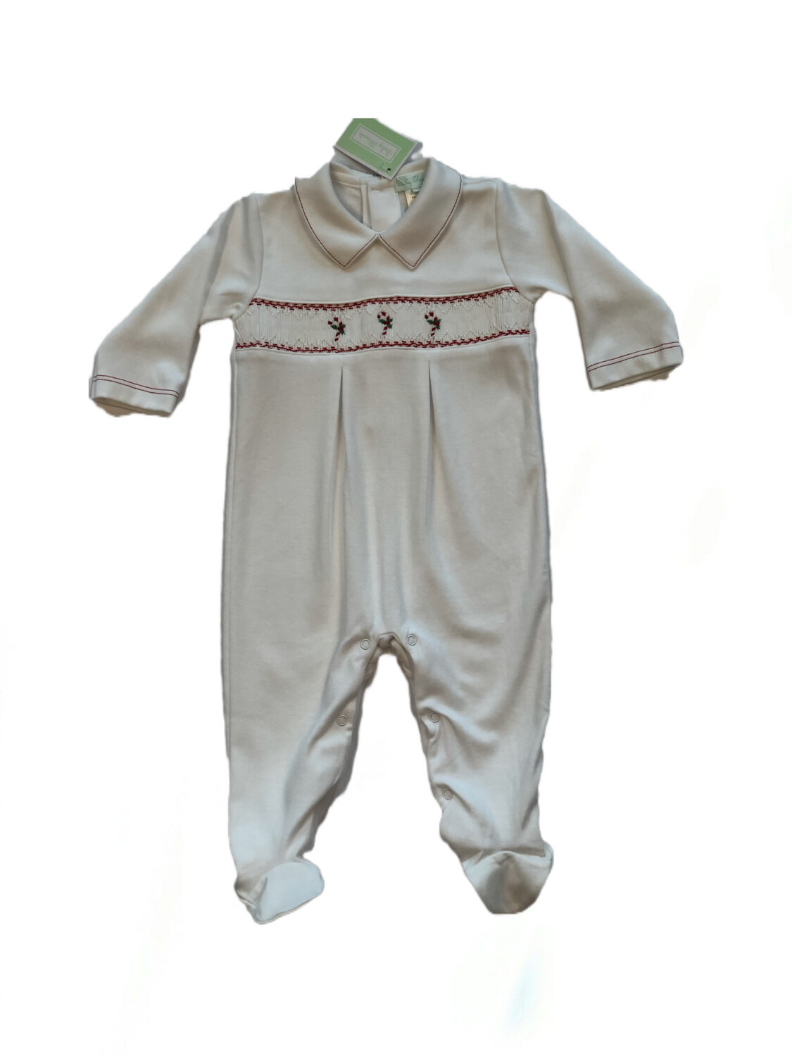 Candy Cane Boy Smocked Footie