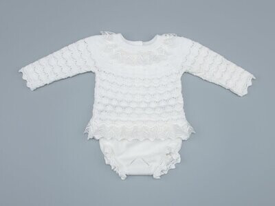 Ivory Lace Knitted Baby Outfit