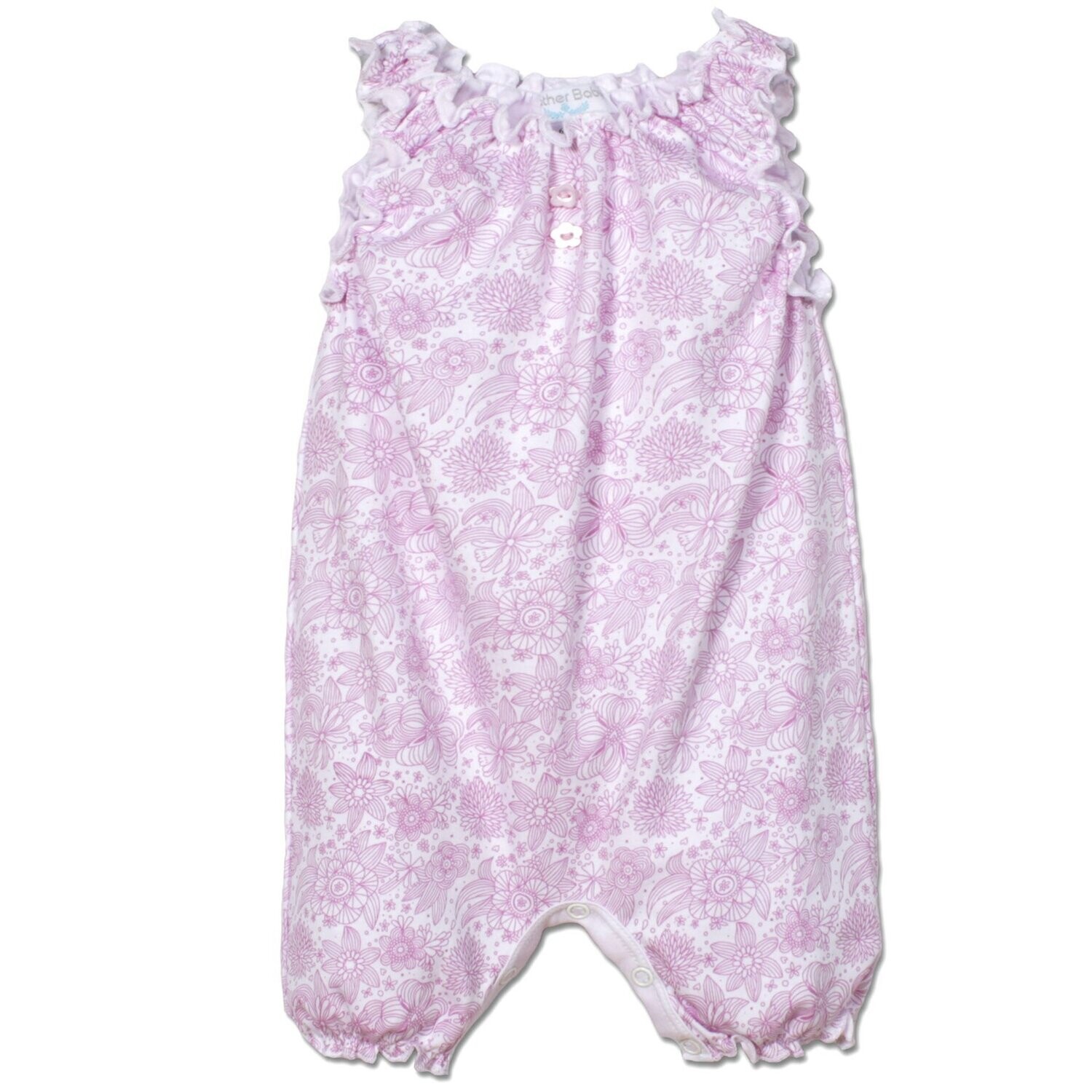 Chloe's Floral - Pink on White Sleeveless Romper