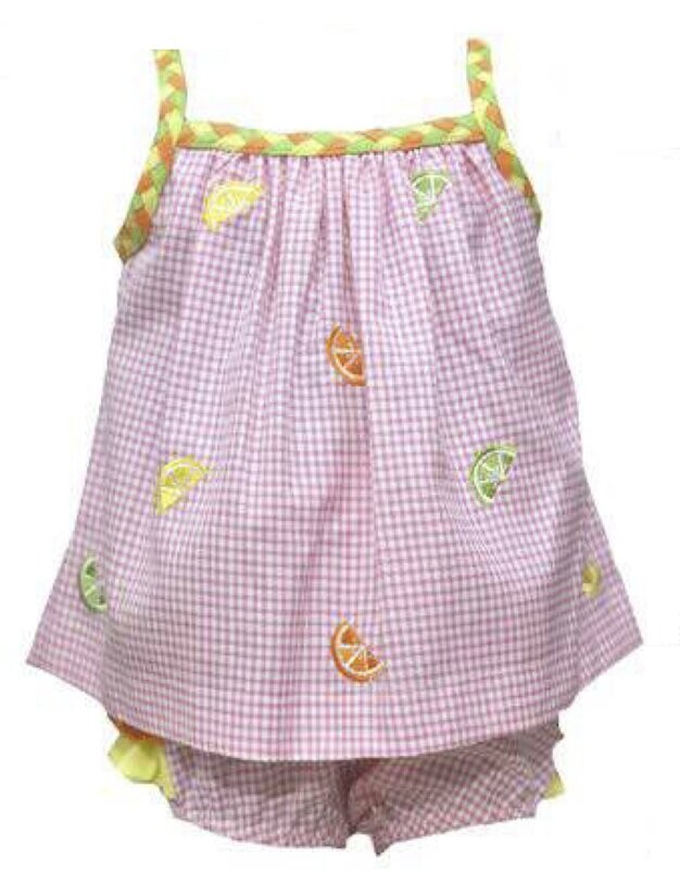 All Over Embroidered Citrus Swing Top Set