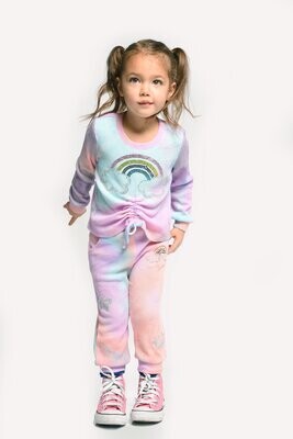 Tie-Dye Rainbow Thermal Ruched Tie Top & Matching Joggers