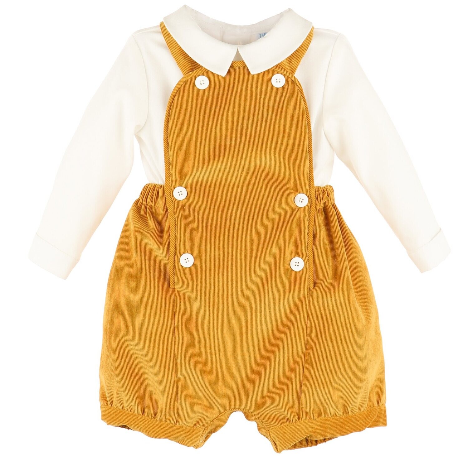 Honey Yellow Romper & White Shirt Set