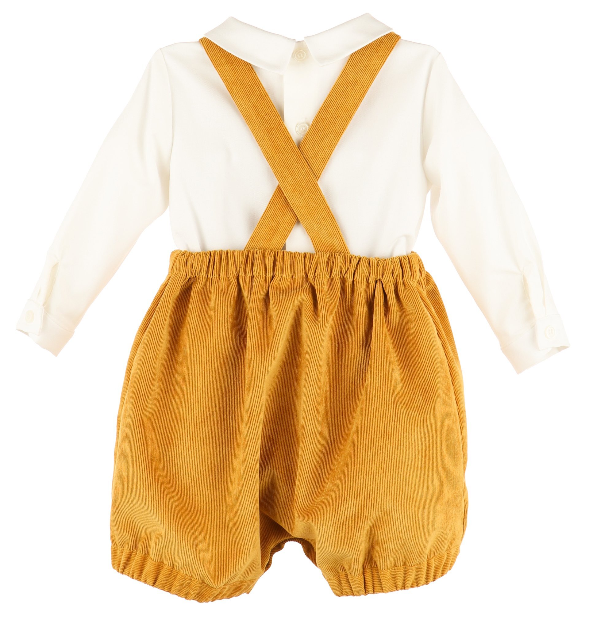 Honey Yellow Romper & White Shirt Set