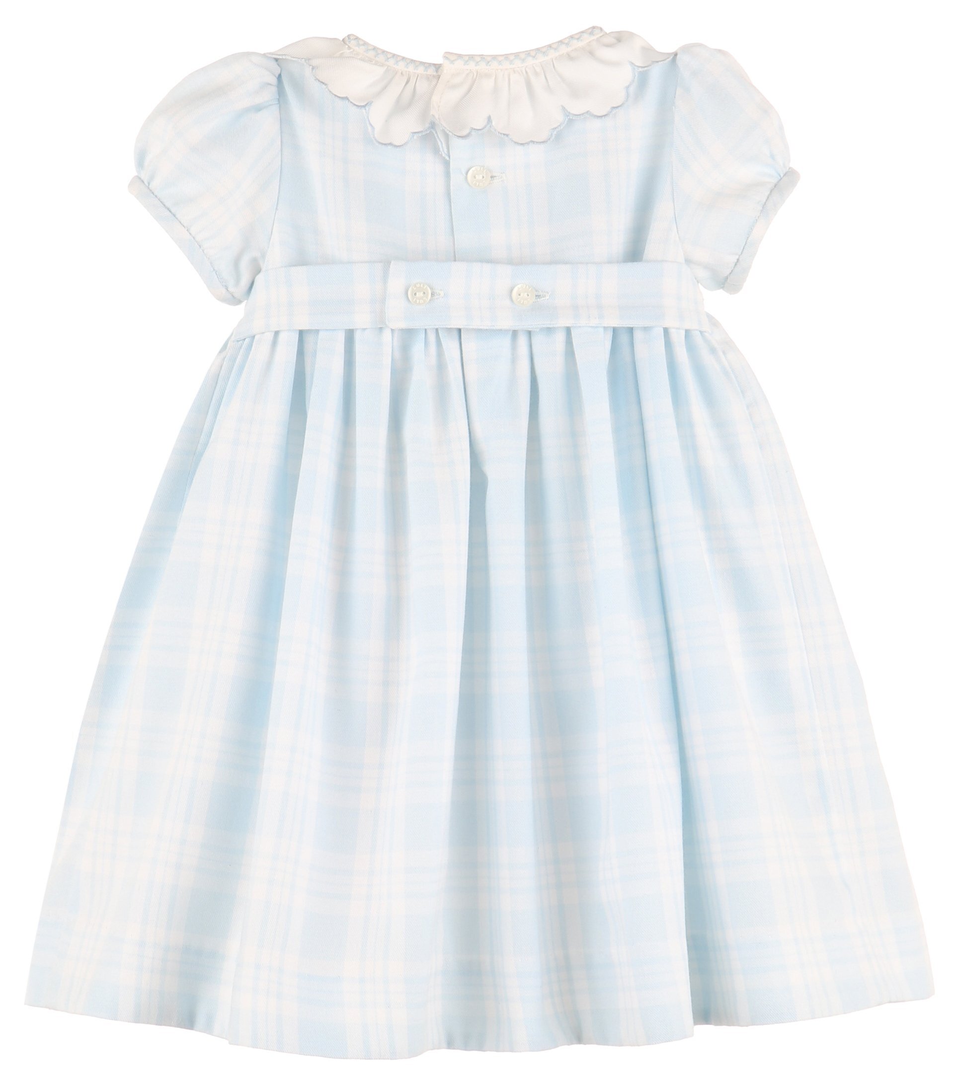 Blue & White Plaid Smocked Dress