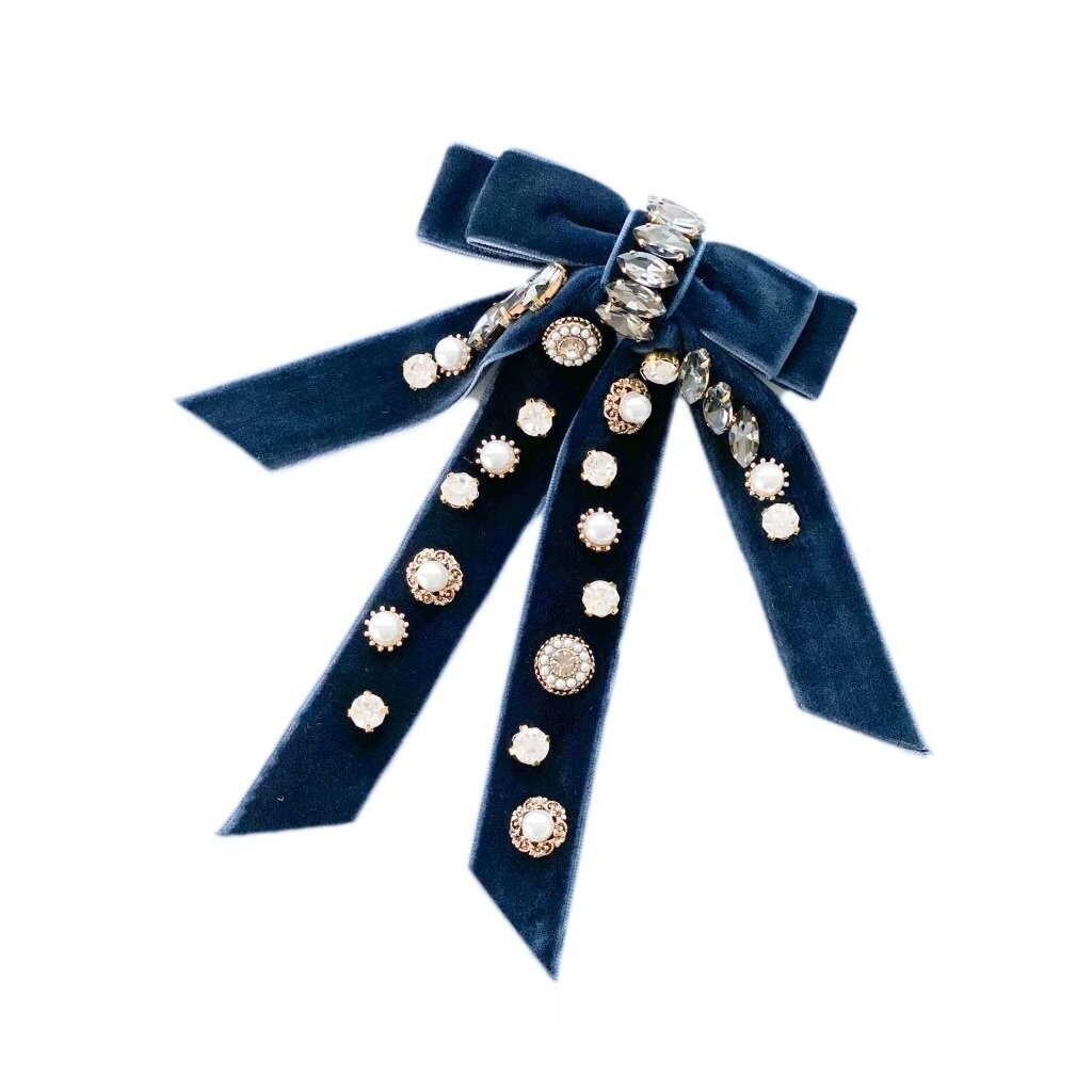 Antoinette Hair Clip- Navy Velvet