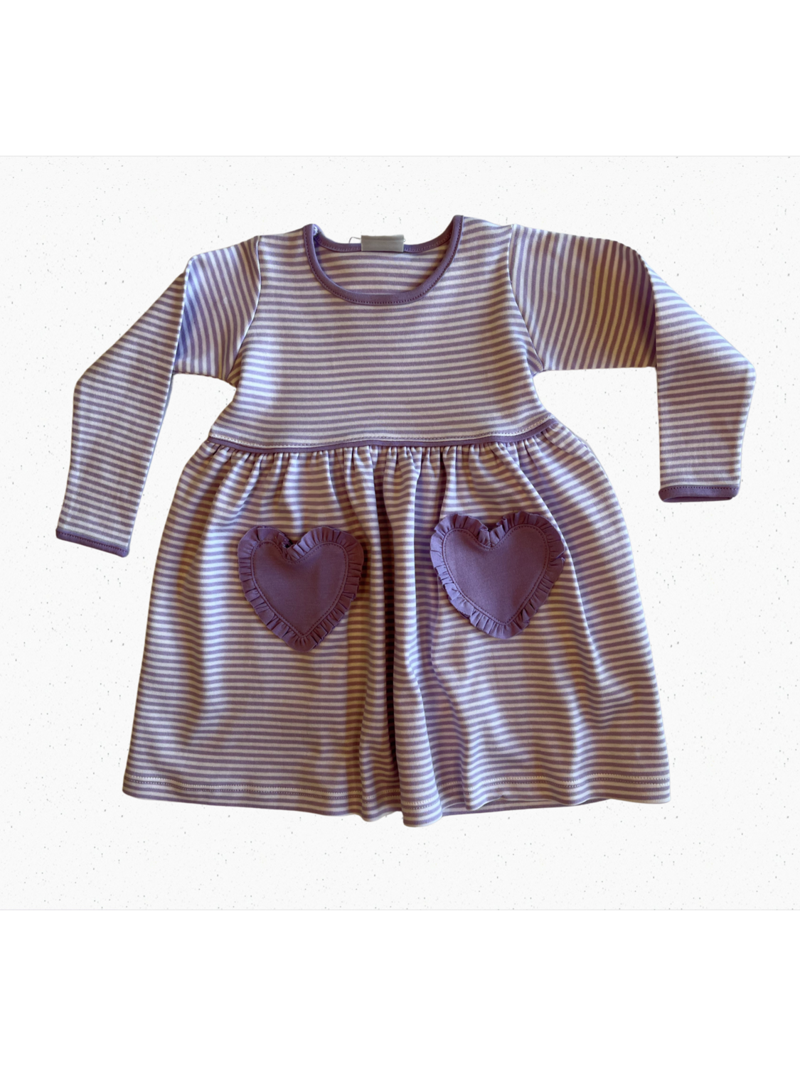Purple & White Stripe Pop Over Dress with Heart Pockets