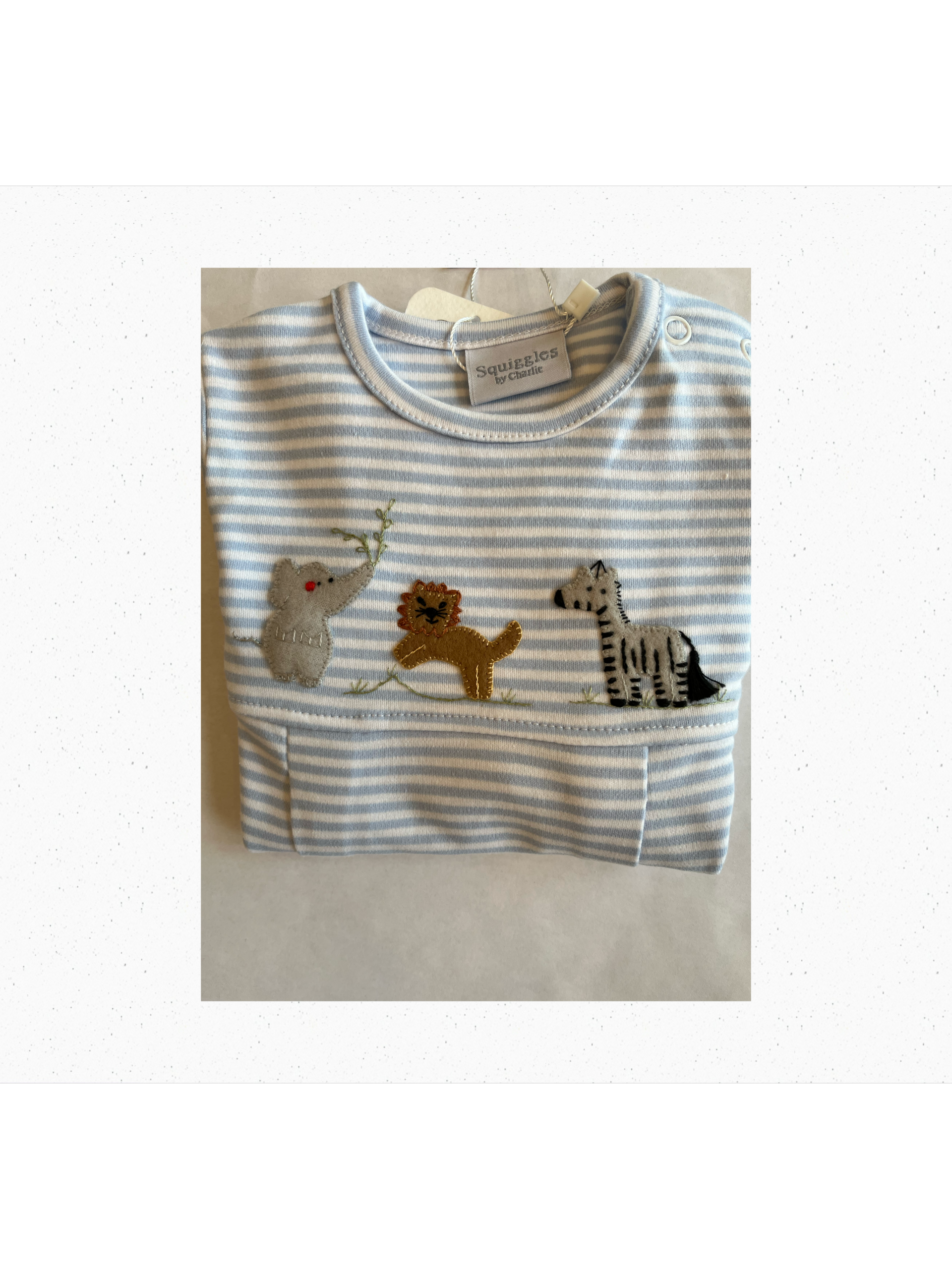 Blue Stripe Baby Zoo Animal Coverall