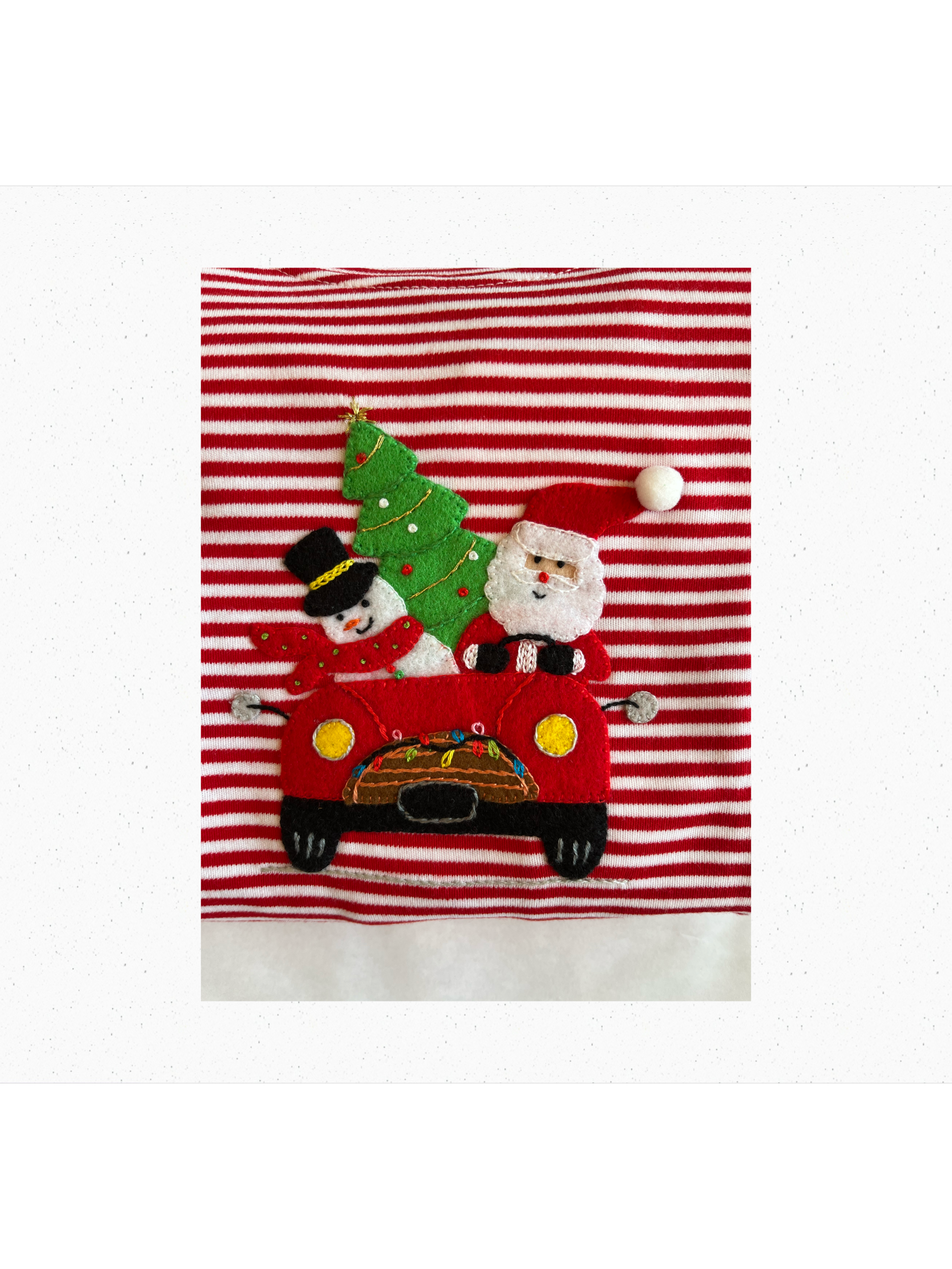 Red Stripe Santa in Car Pant Set