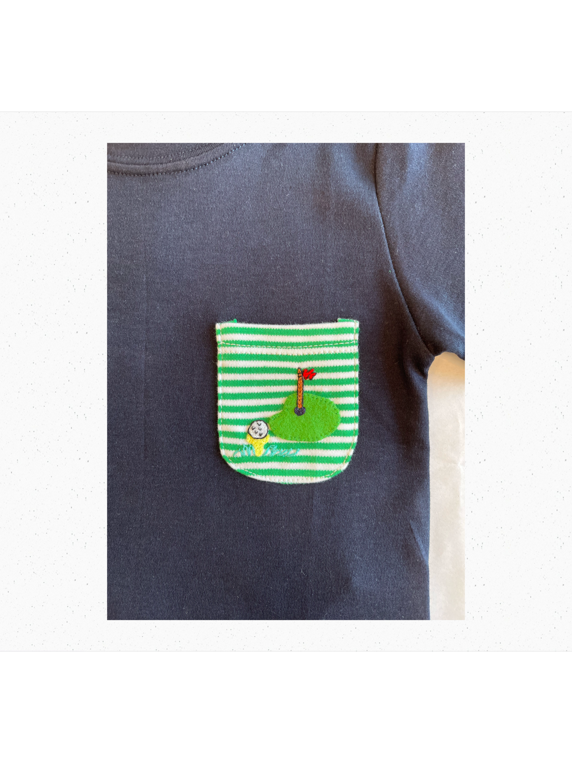 Navy T-shirt with Green Stripe