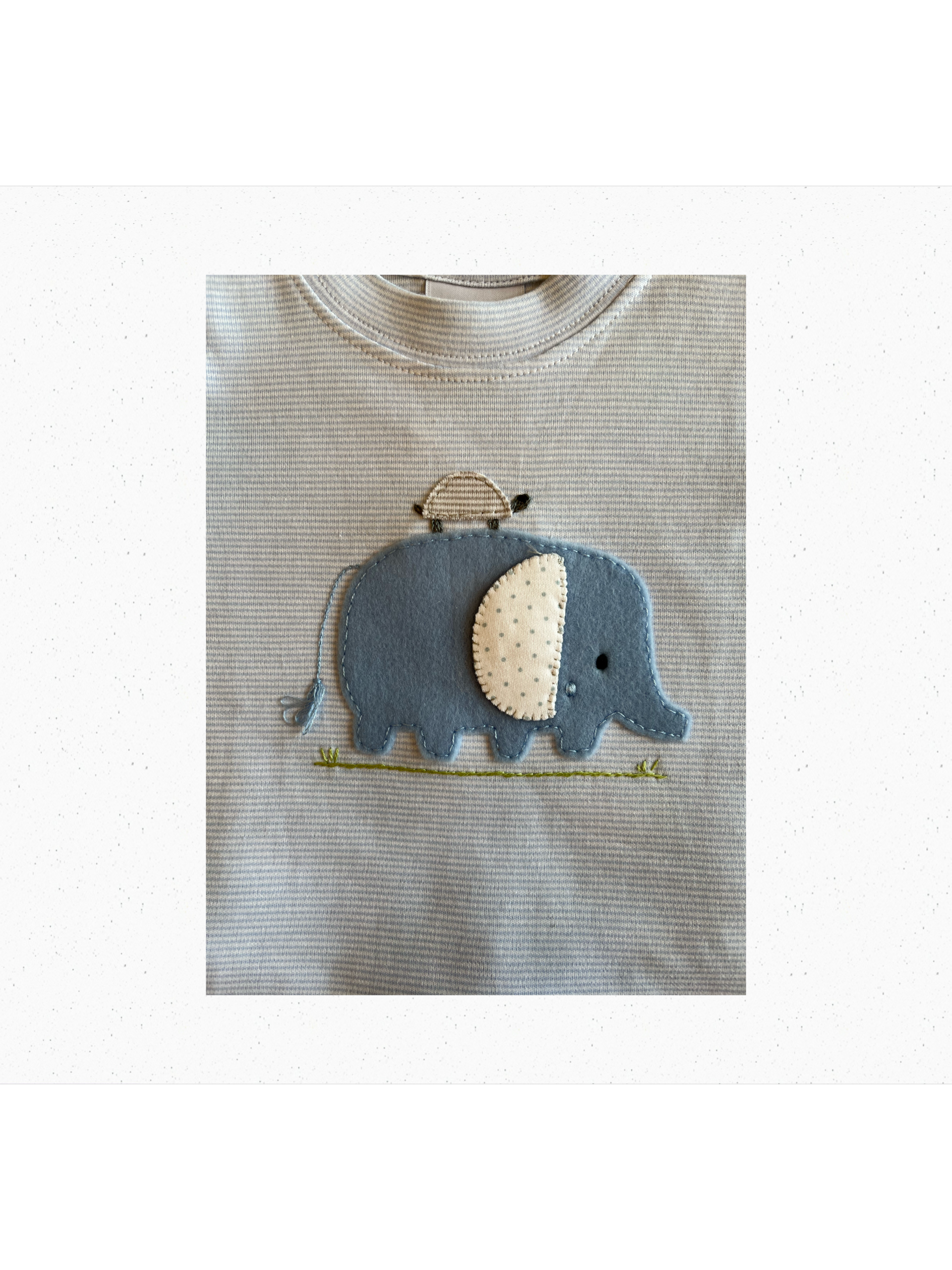 Light Blue Pinstripe Elephant Short Set