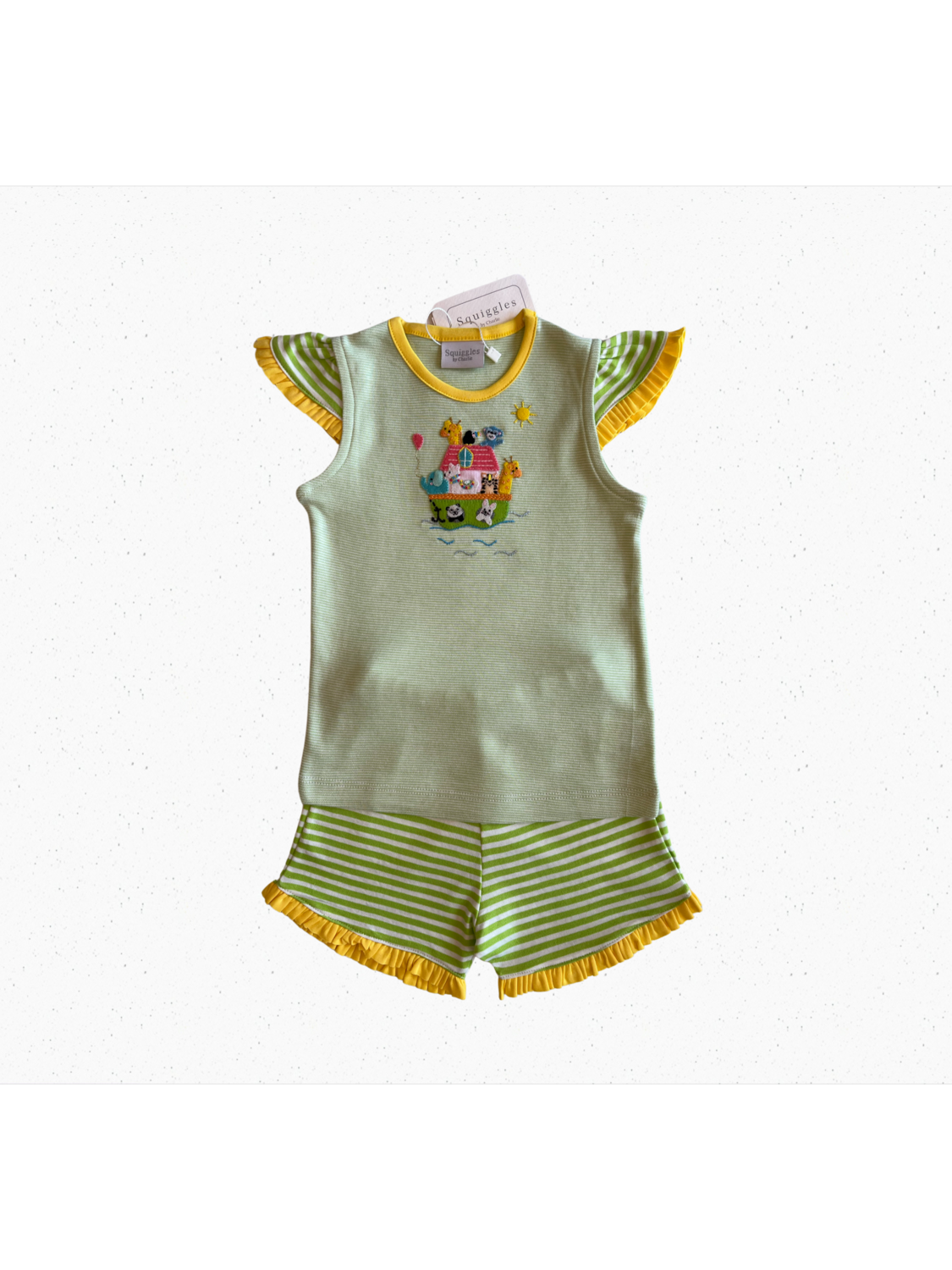 Lime Green & White Stripe Noah's Ark