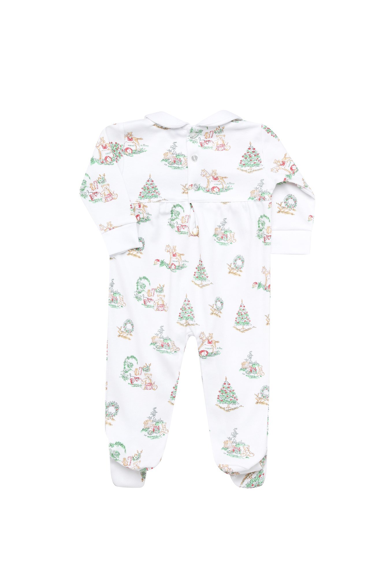 Christmas Toile Smocked Footie