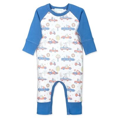 Sailor Sleeve Romper- Racing Critters on White