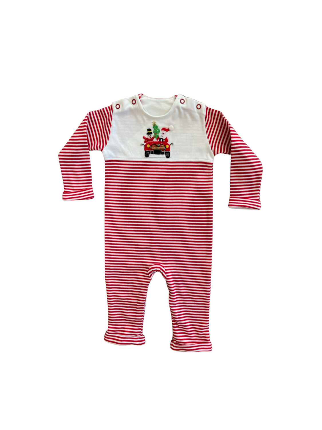 In Town L/S Romper with Santa in Car