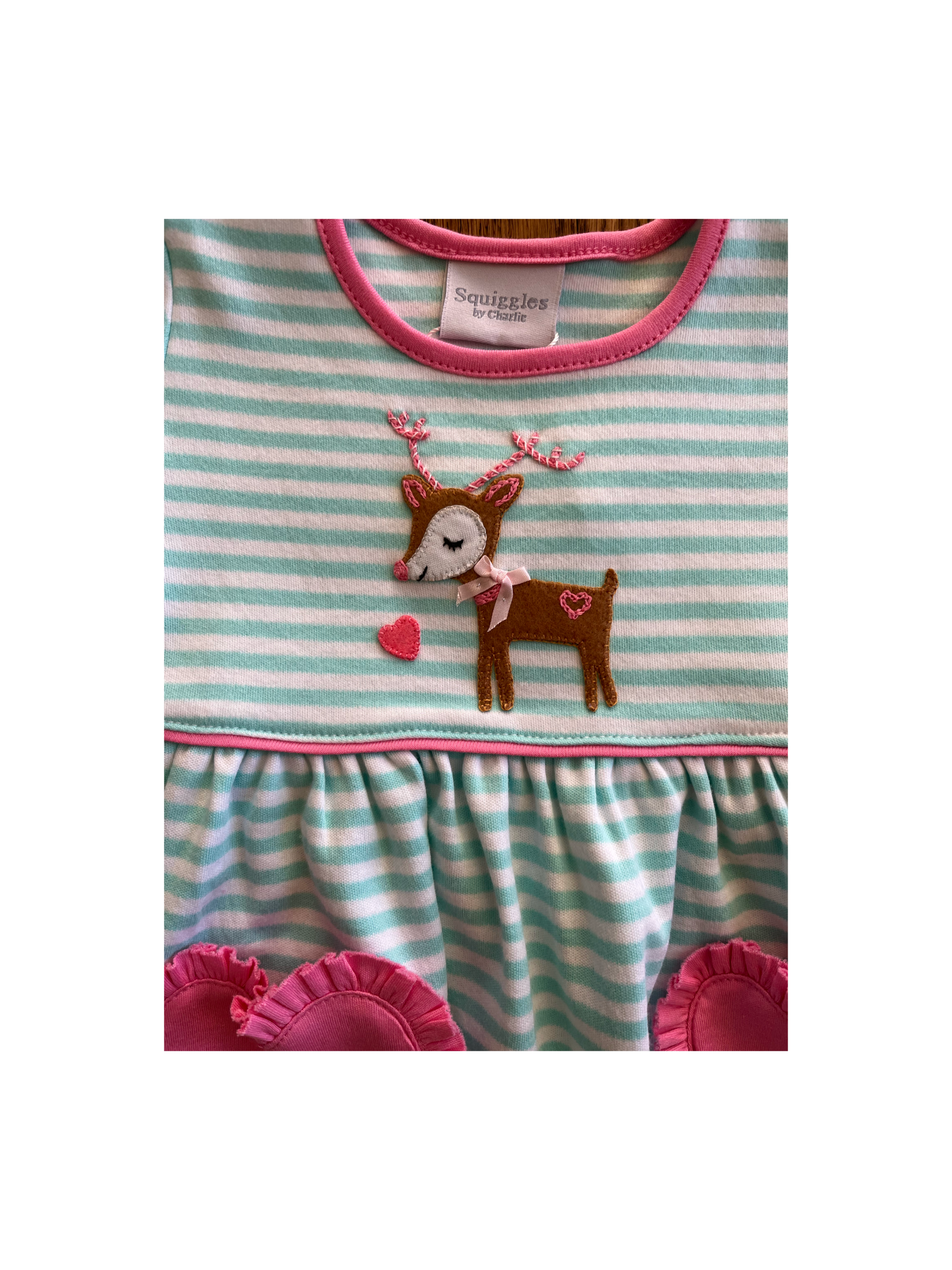 Festive Fawn L/S Popover Dress with Heart Pockets