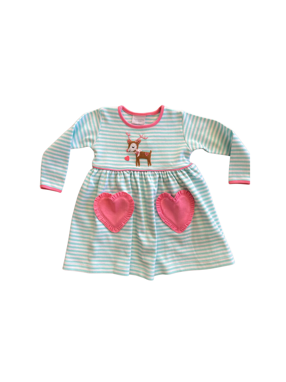 Festive Fawn L/S Popover Dress with Heart Pockets