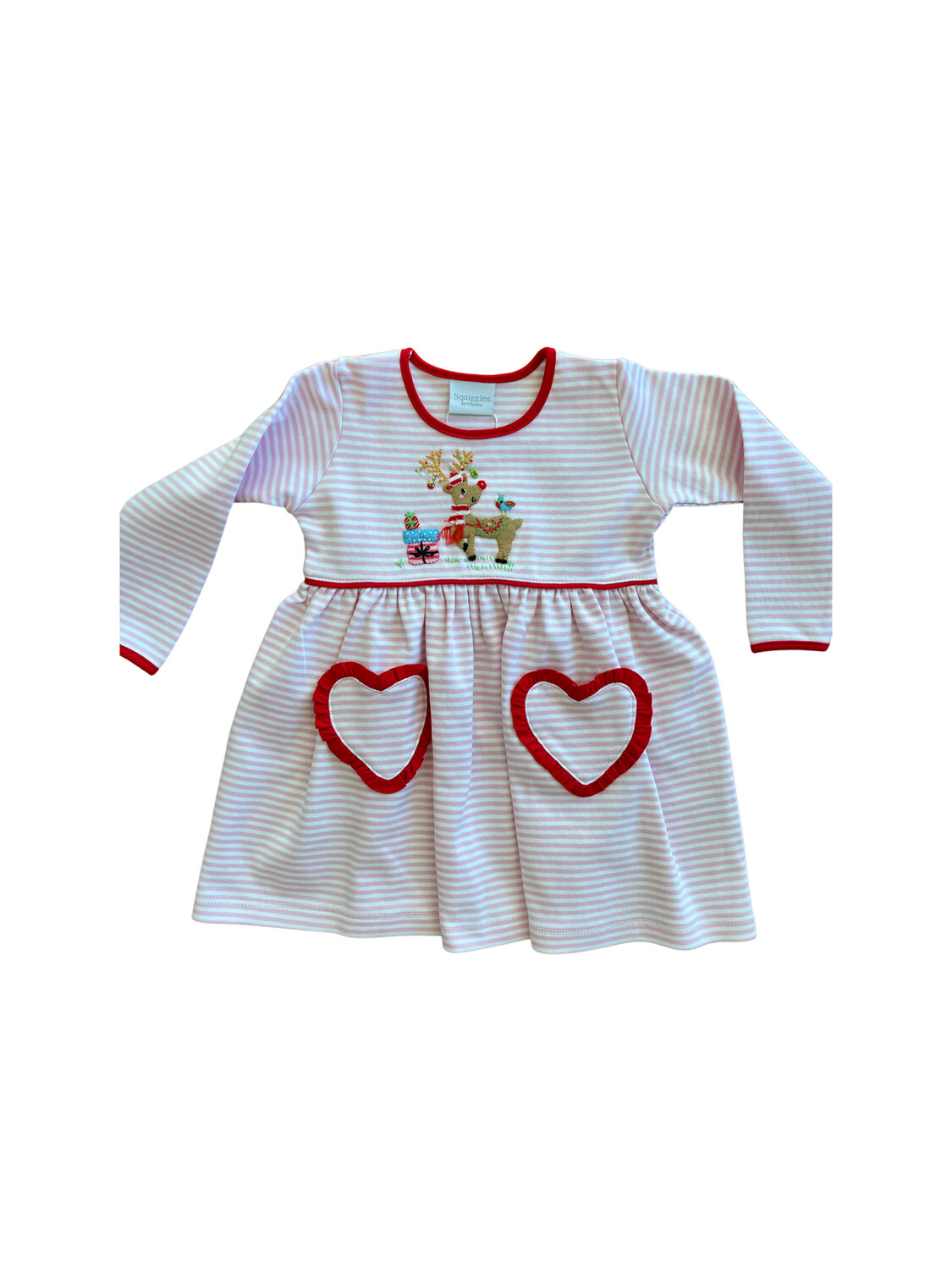 Pink Prancer L/S Popover Dress with Heart Pockets