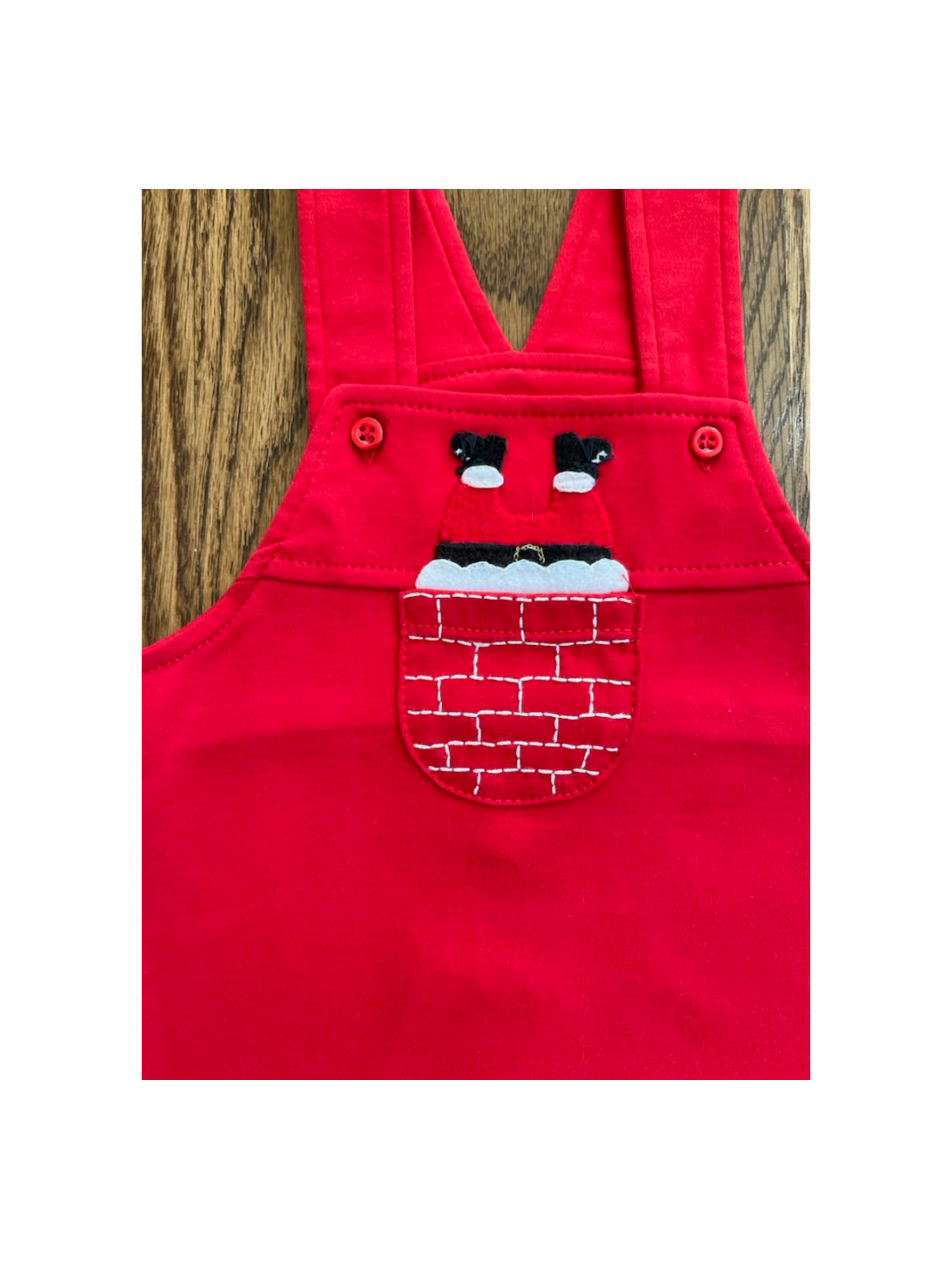 Chimney Santa Button Overall in Red