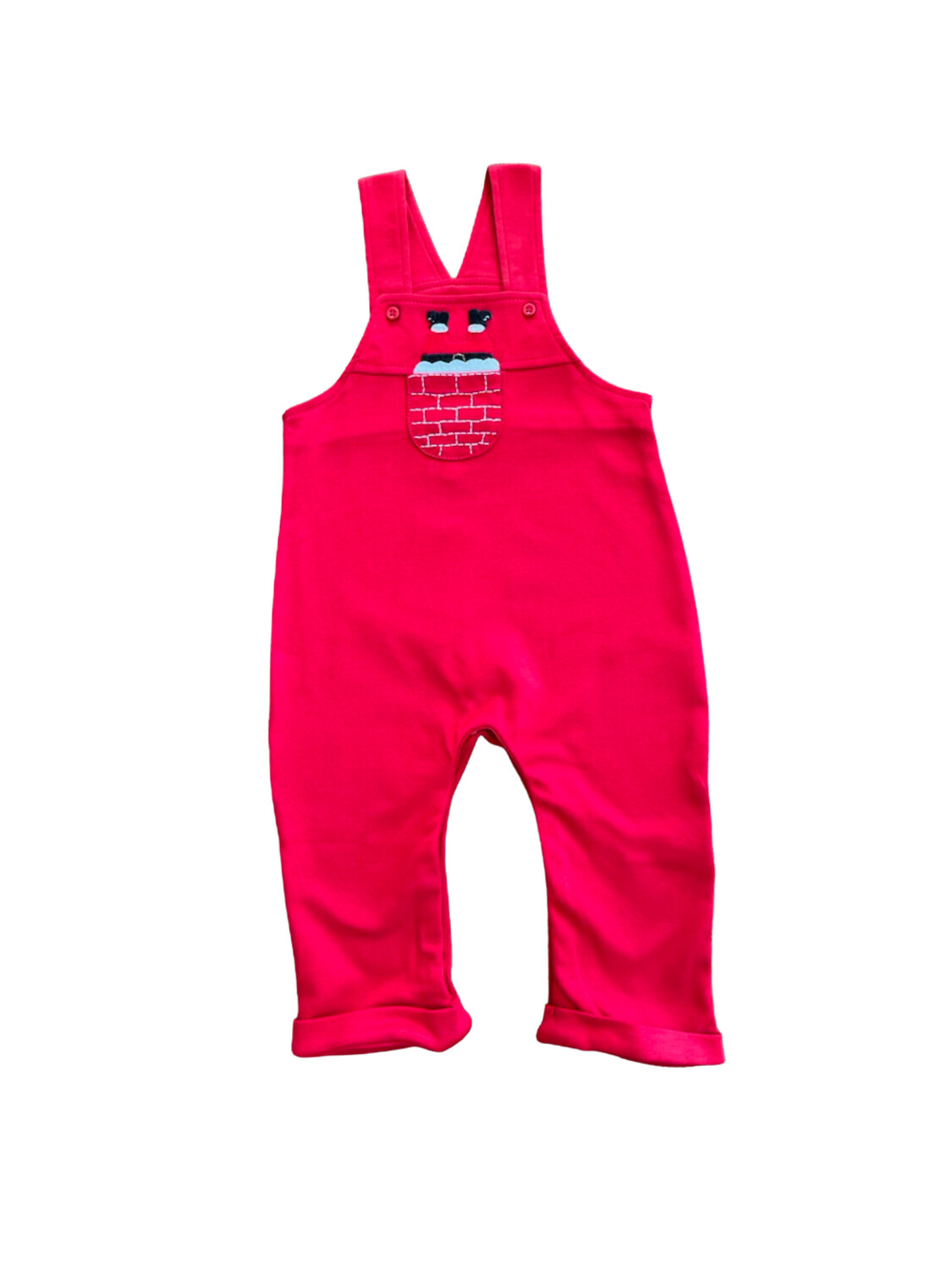Chimney Santa Button Overall in Red