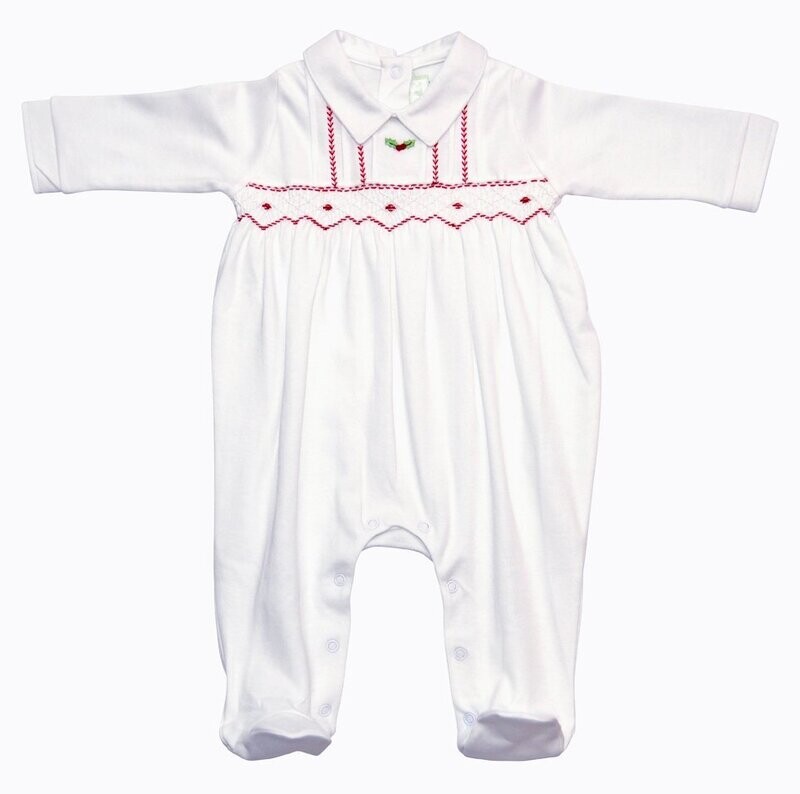 Christmas Hand Smocked Boy's Footie