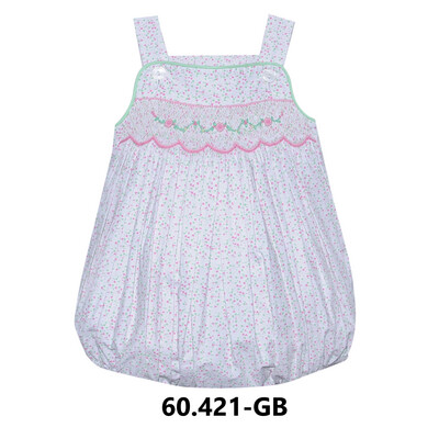 PINK WREN GIRL BUBBLE- TINY PINK SMOCKED