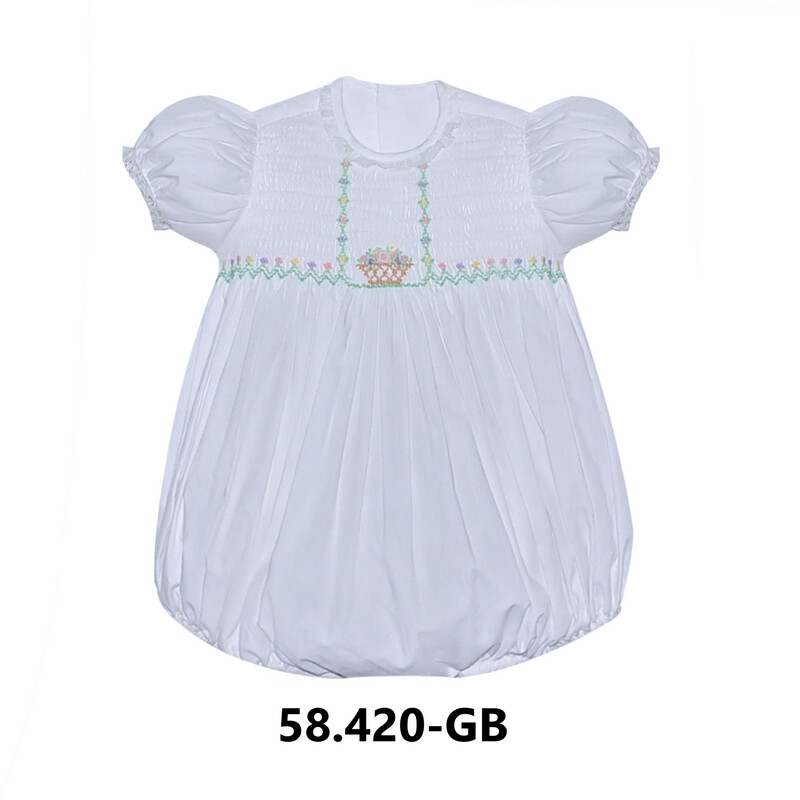 WHITE CATE GIRL BUBBLE- BASKET FULL OF FLOWERS