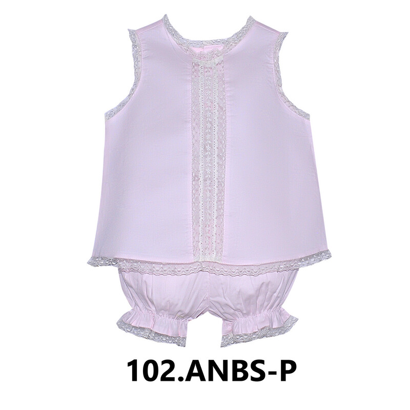 Pink Bloomer Set w/ Ecru Lace