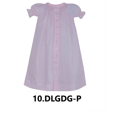 Pink Smocked Button Front Day Gown