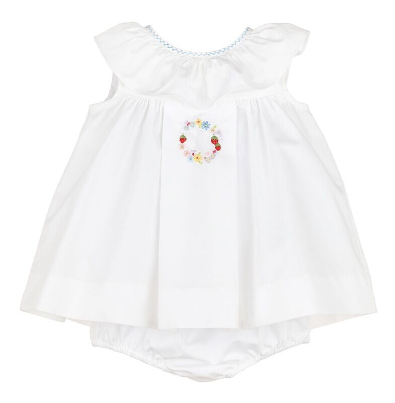 Sunny Garden Ruffle Dress- White