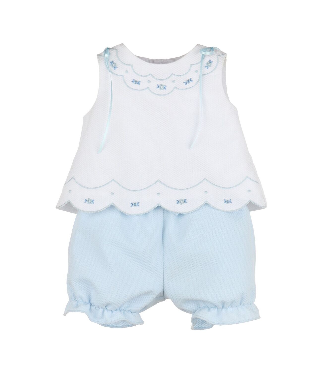 Embroidery Scallops Set- Blue