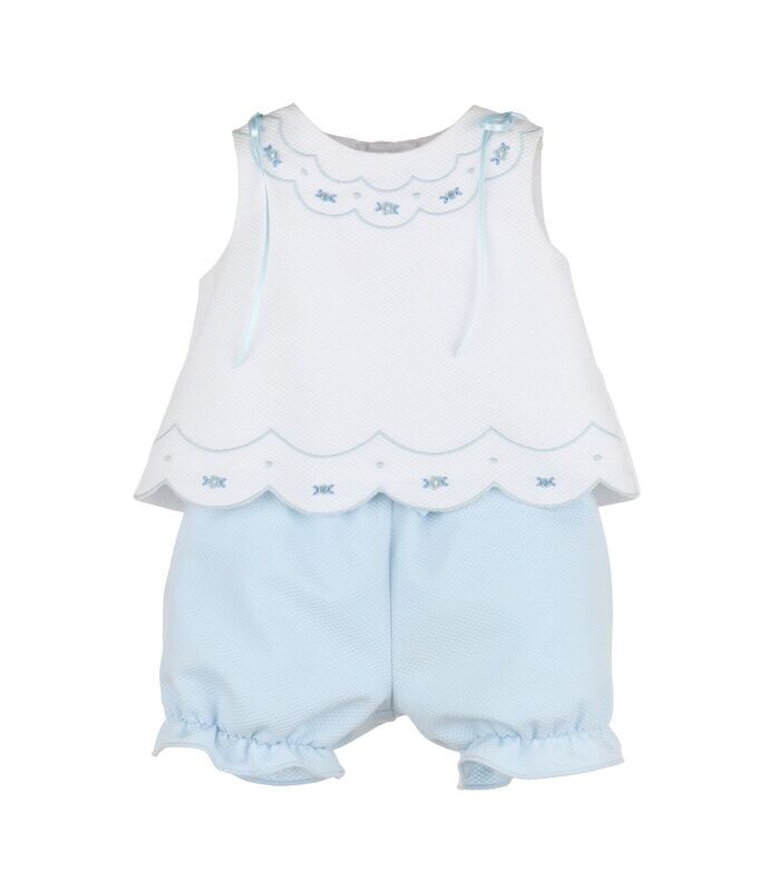 Embroidery Scallops Set- Blue