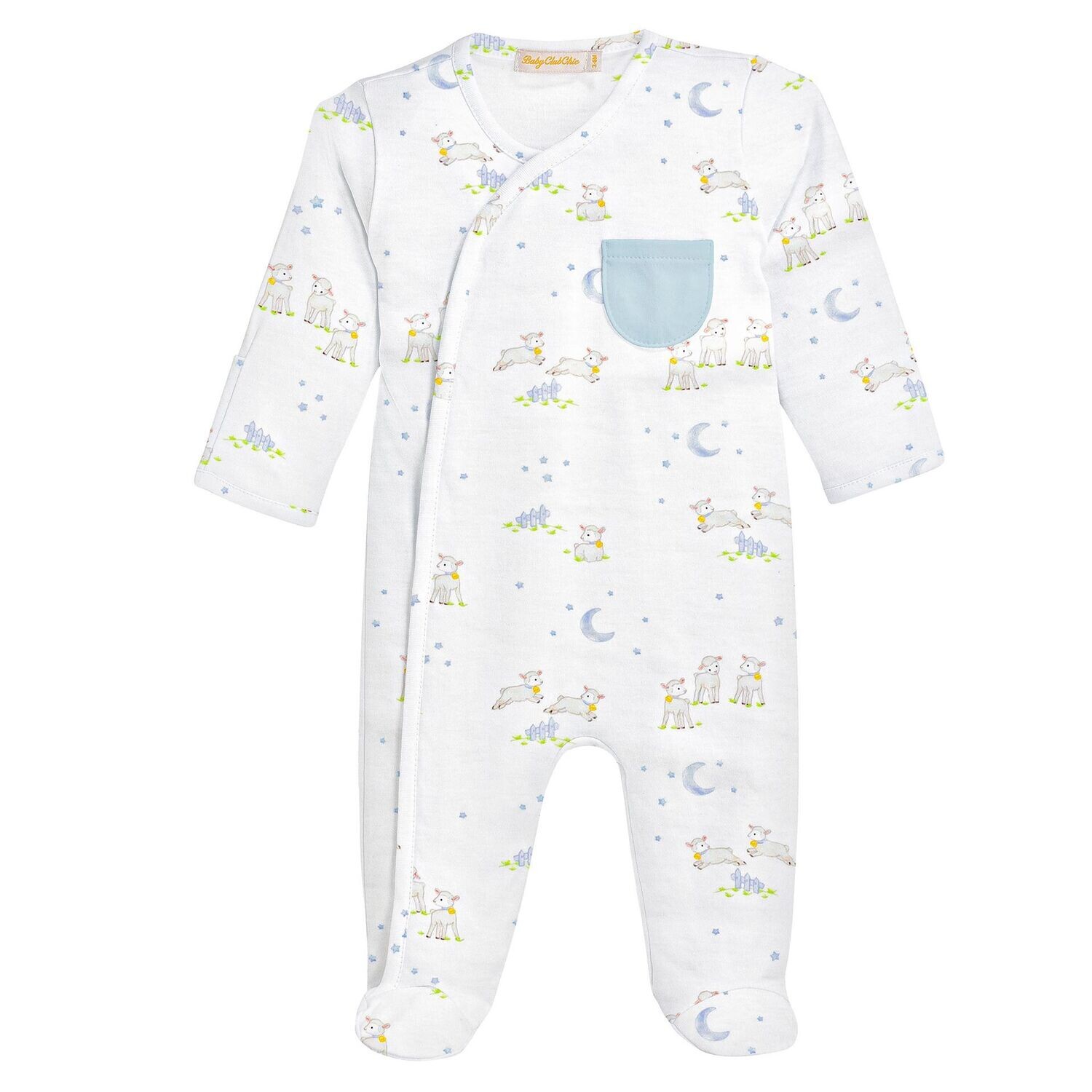 Baby Lambs Blue Crossed Footie