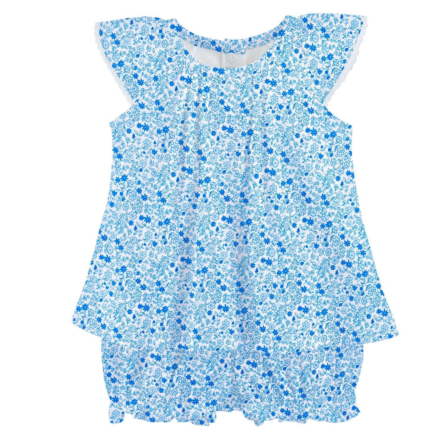 Tiny Flowers Blue Blouse & Bloomer Set