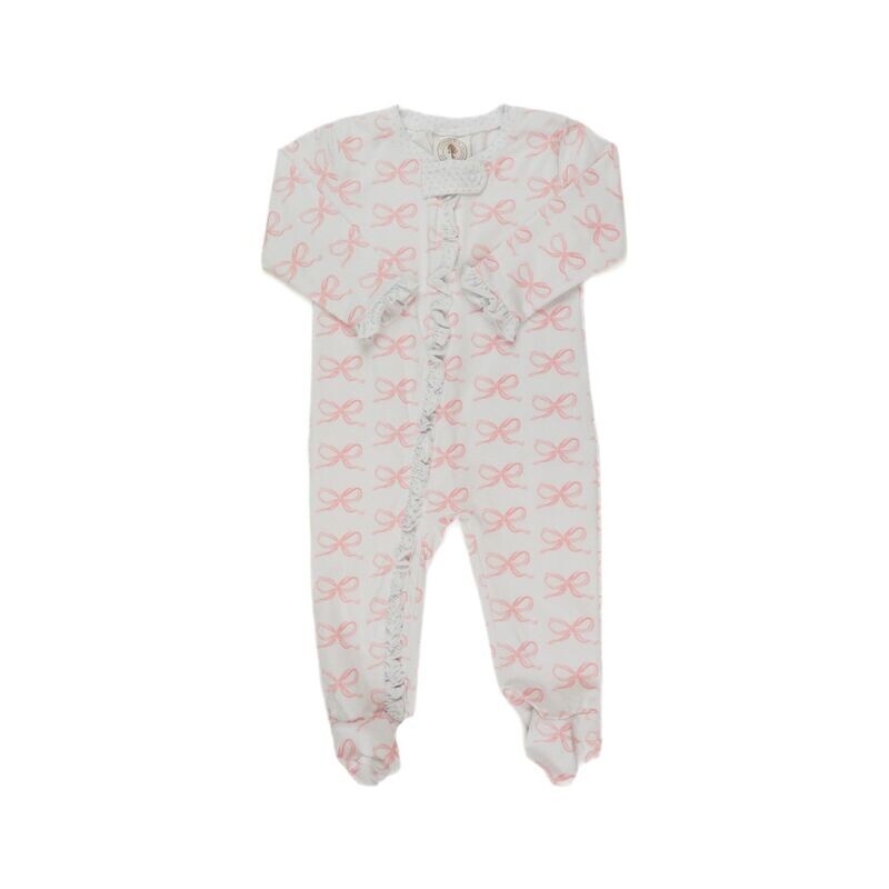Pink Bow Zippy Footie