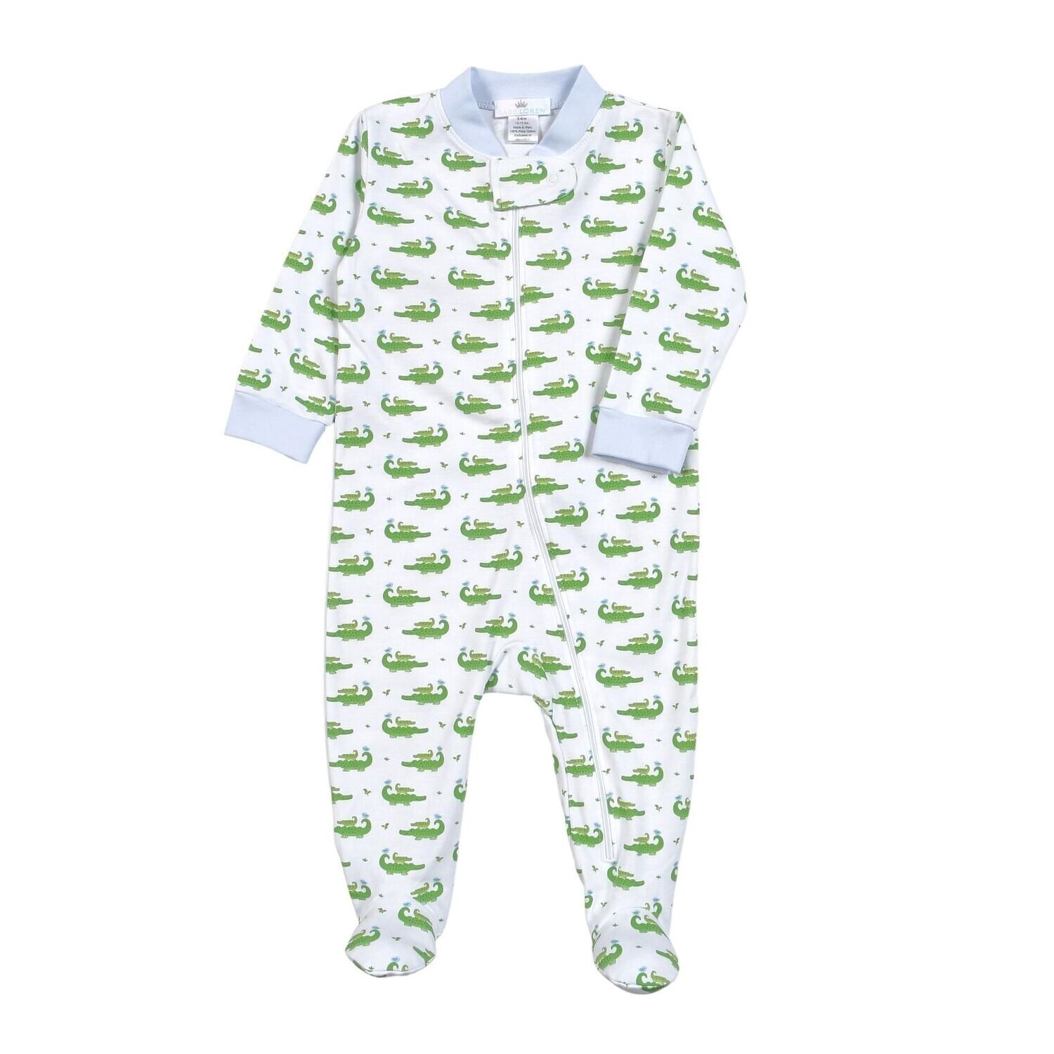 Blue alligator Zipper Footie