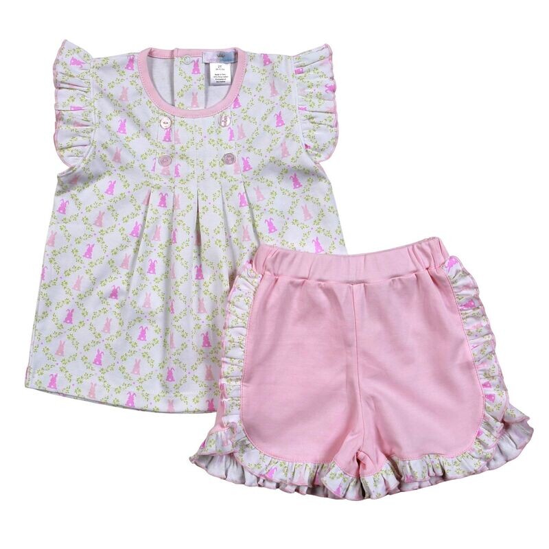 Pink Easter Bunnies Short Set