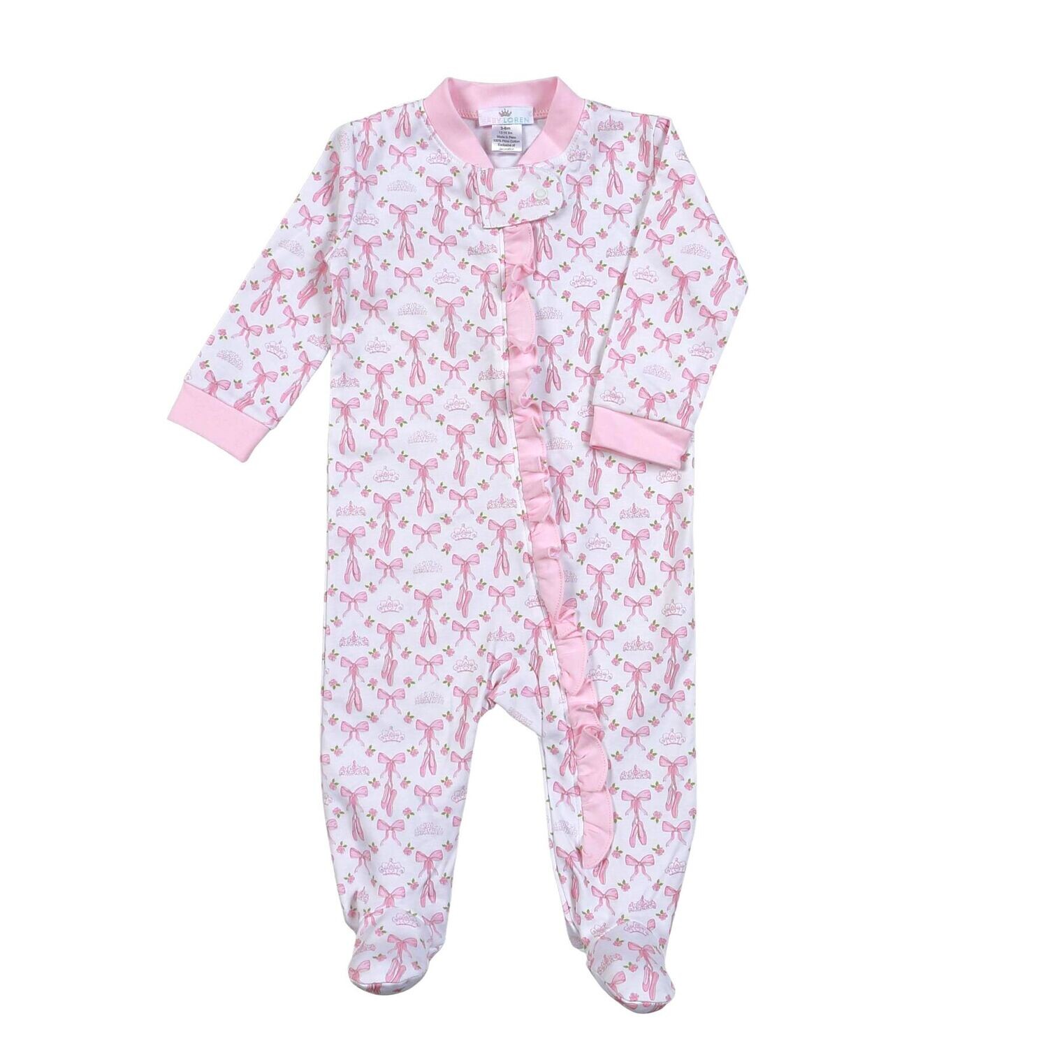 Ballet and Bows Zipper Footie