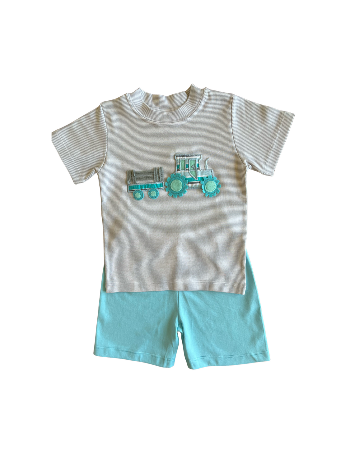 Grey Stripe Tractor Short Set