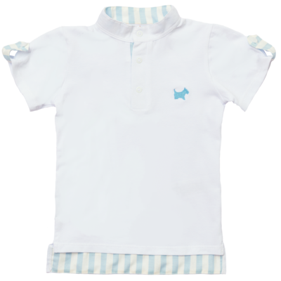 Blue Stripes Logo Boy Polo
