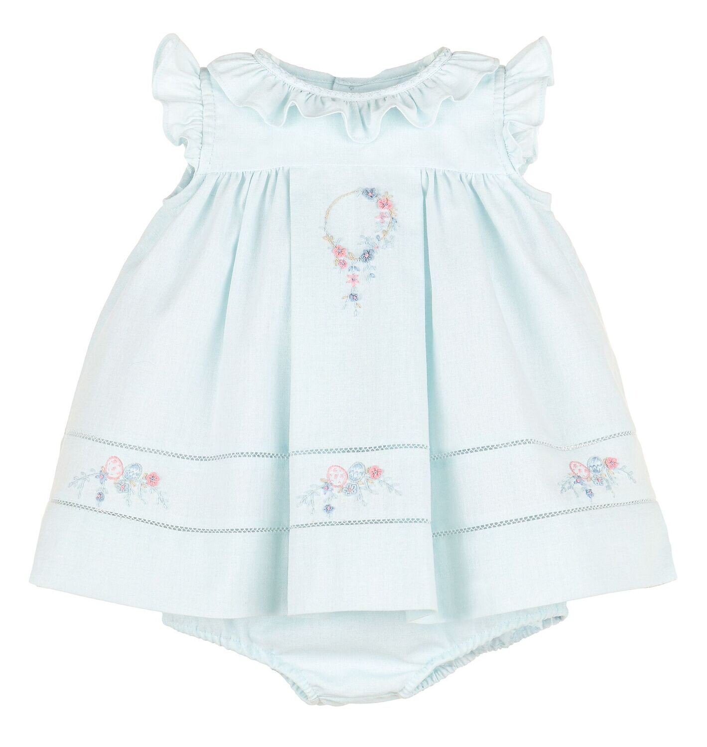Spring Broderie Ruffle Dress- Blue