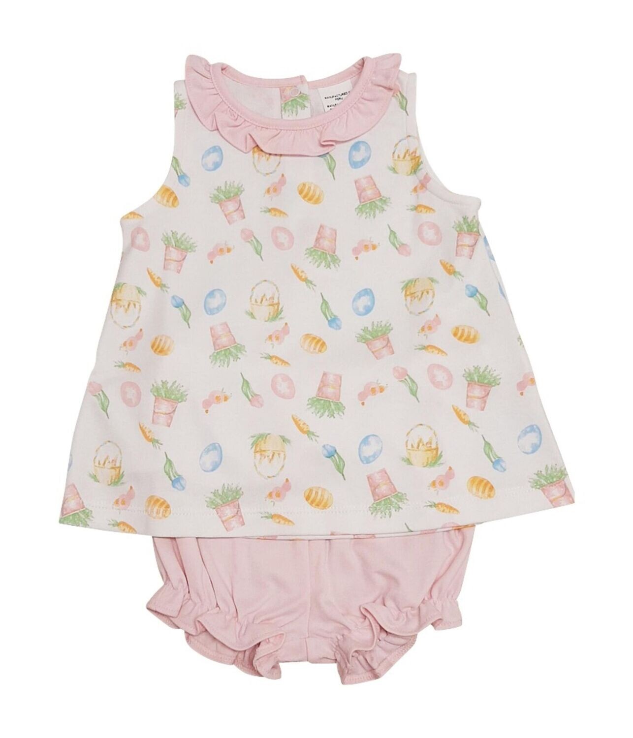 Easter Bunnies Print Pima Baby Girl Romper