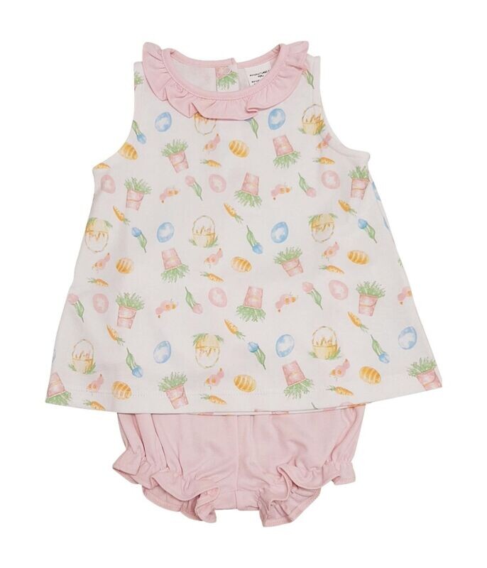 Easter Bunnies Print Pima Baby Girl Romper