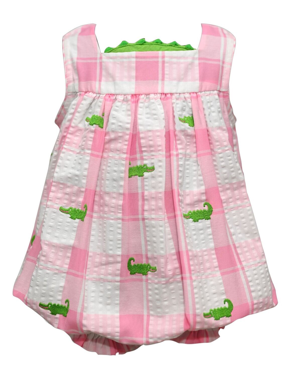 All Over Embroidered Alligator Romper