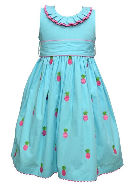All Over Embroidered Pineapple Back Dress