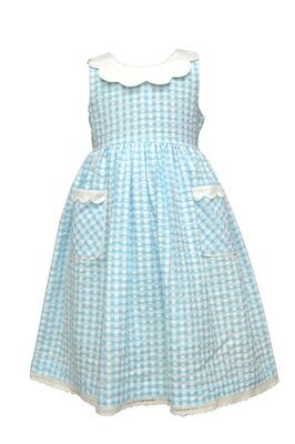 Blue Seersucker Pocket Dress