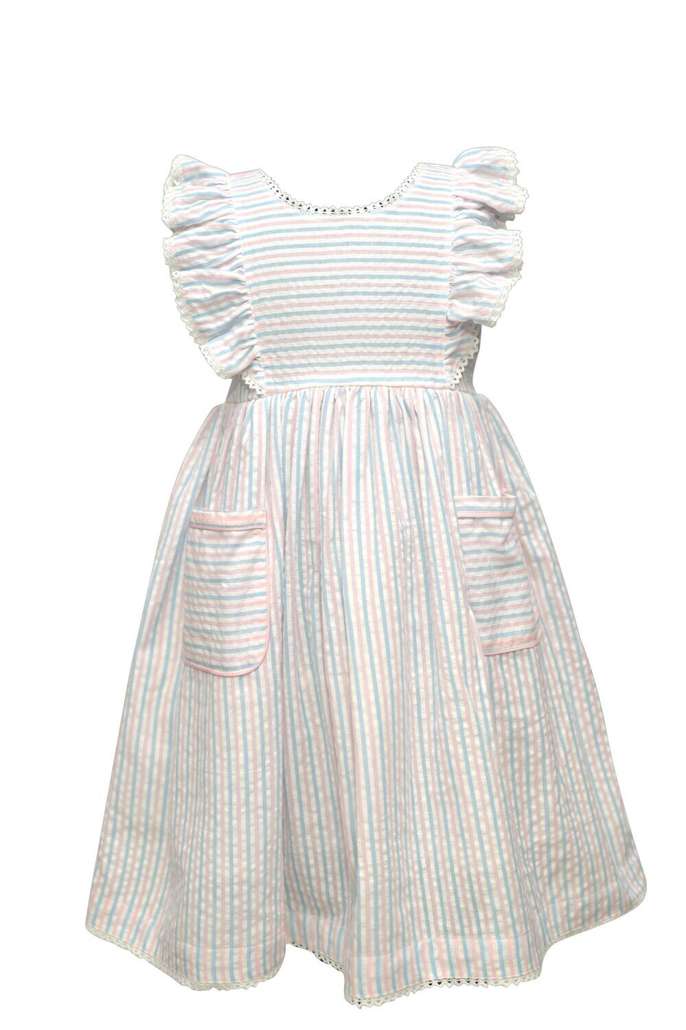 Multicolor Seersucker Frill Dress