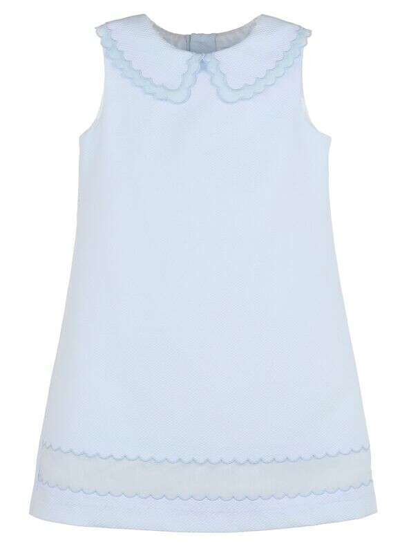 Insert Scallops Dress - Blue
