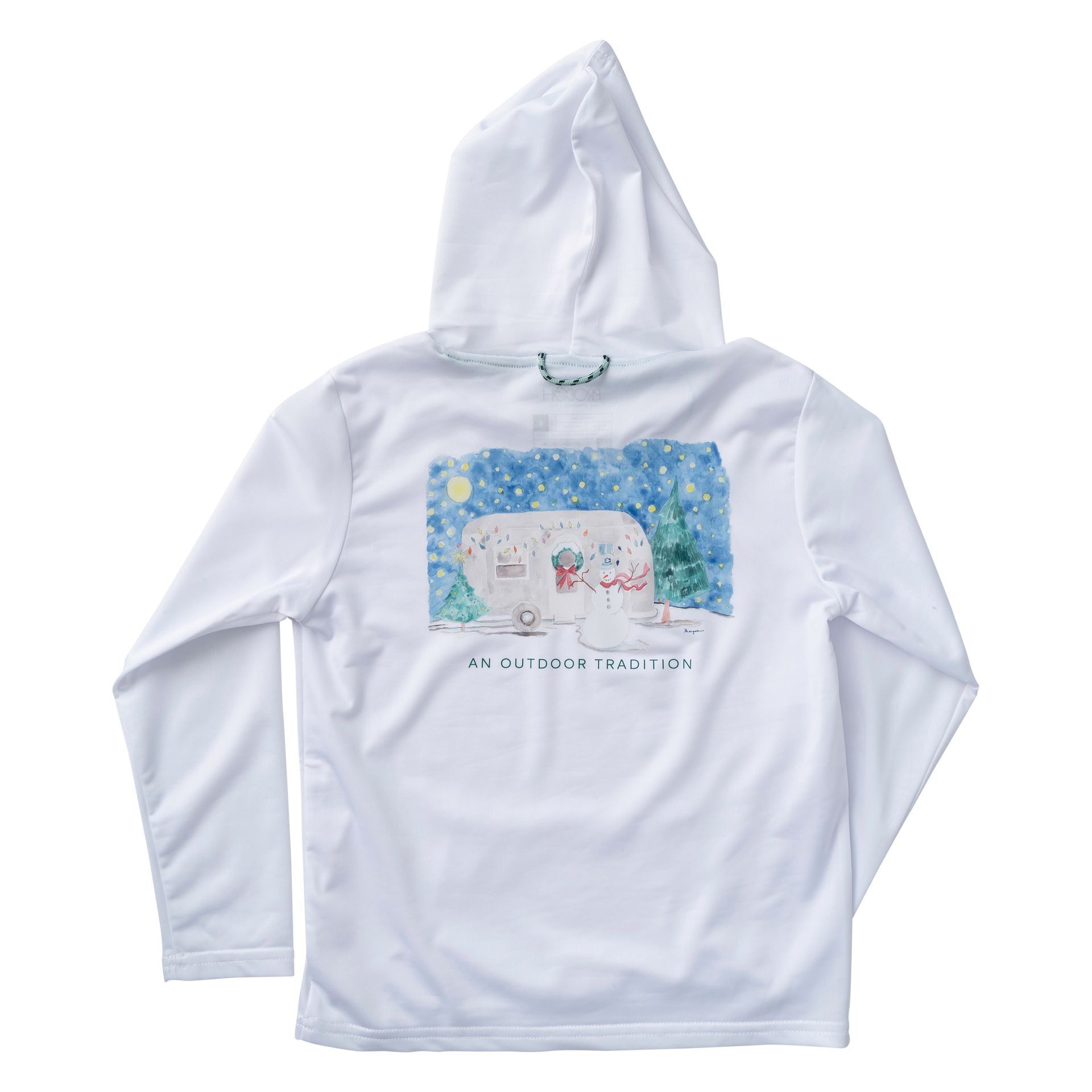 White Pro Performance Hoodie T-Shirt w/  Snowman