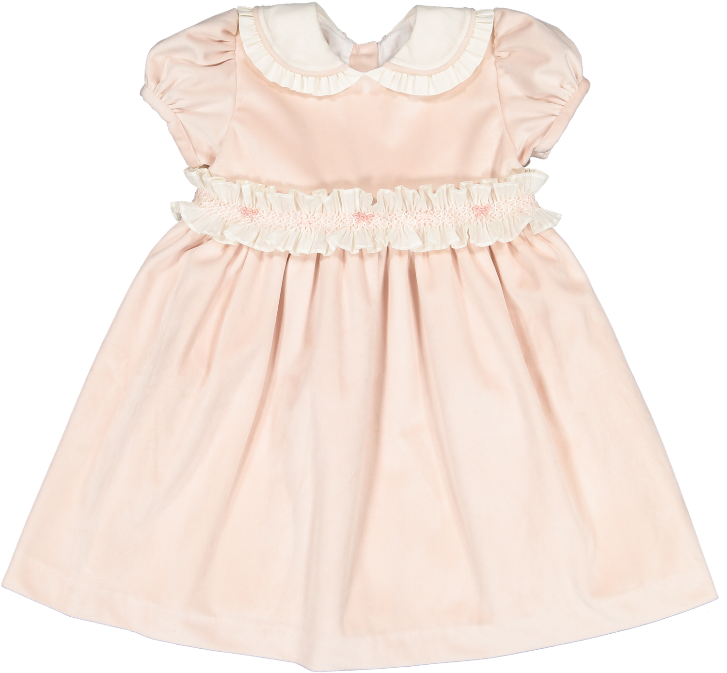 Powder Pink Smocked Velvet Dress
