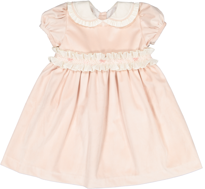Powder Pink Smocked Velvet Dress